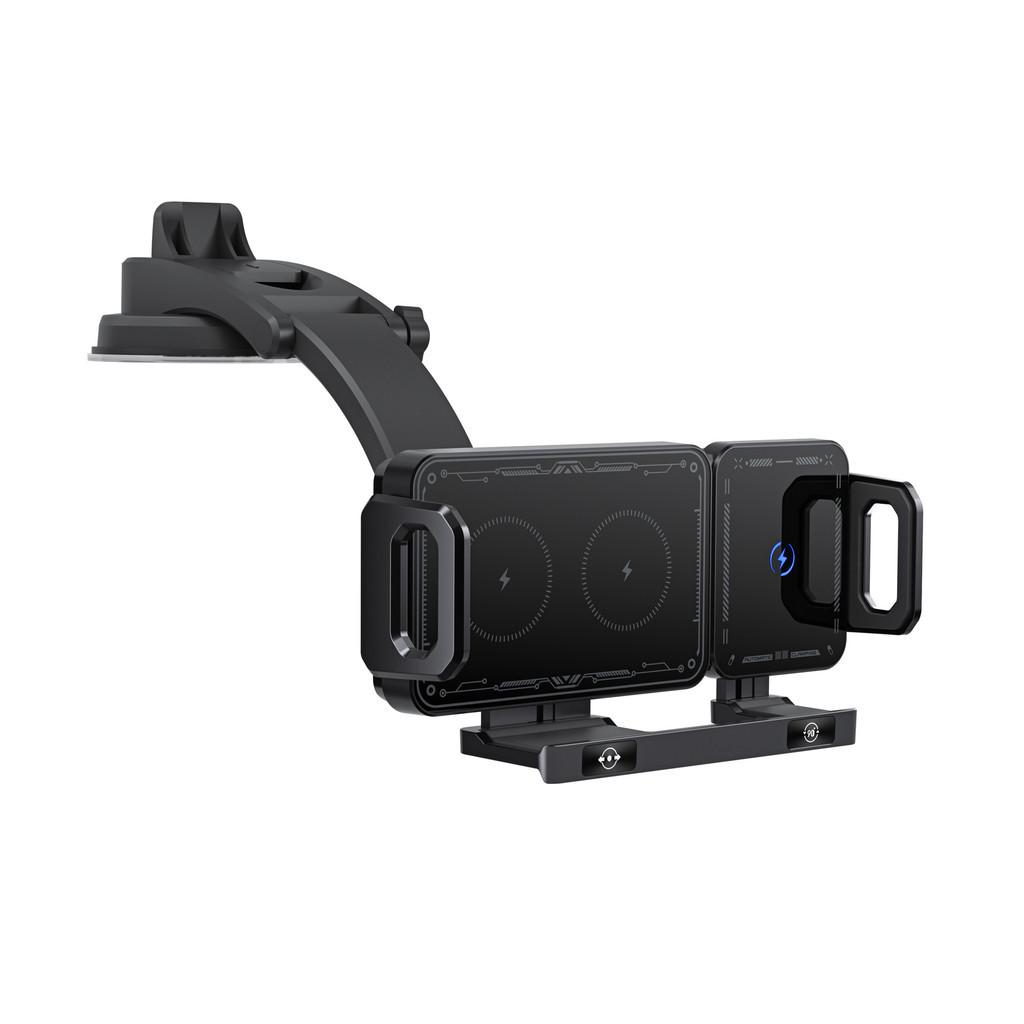 Car Wireless Charger Dual Coil Folding Screen Phone Fast Charging Car Phone Holder Wireless Charging Bracket