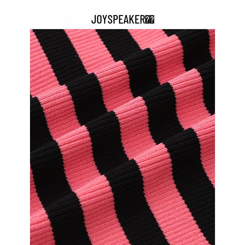 JOY SPEAKER Striped Lapel Knit Cardigan