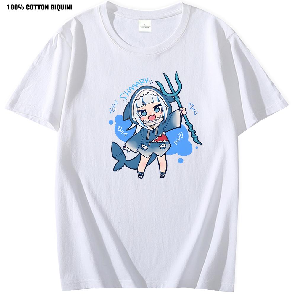 

Mens Gawr Gura Little Shark Japanese T-shirt Summer Round Collar Short-Sleeved T Shirts Clothes Anime Streetwear Punk Clothes 4XL
