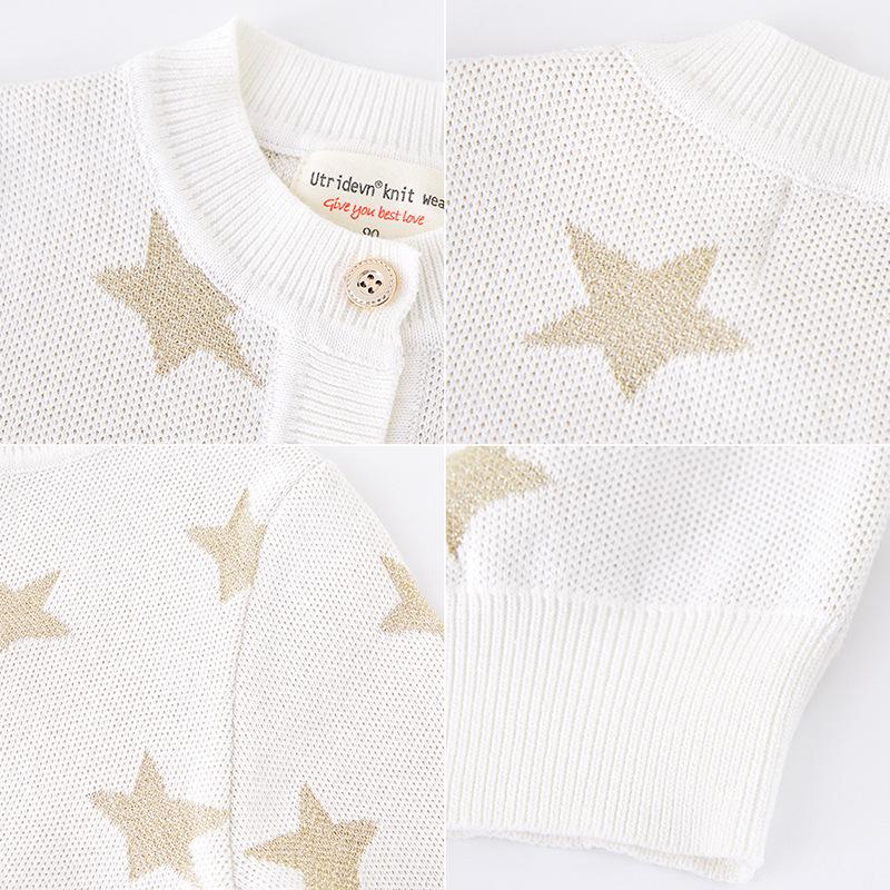 Children's Clothing Spring and Autumn Five-pointed Star Jacquard Children's Sweater Cardigan Jacket Thickened Boys and Girls Knitted Cardigan