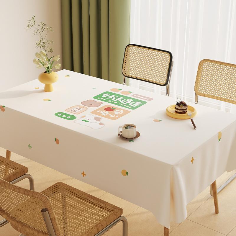Tablecloth Waterproof, Oil-Proof And Scalding-Proof Leave-In Cartoon Dining Table Cloth Sheepskin Texture Tablecloth Thickened Coffee Table Tablecloth