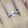 Elegant Heart Diamond Ring Set With Cross Design For Wedding And Anniversary Gifts