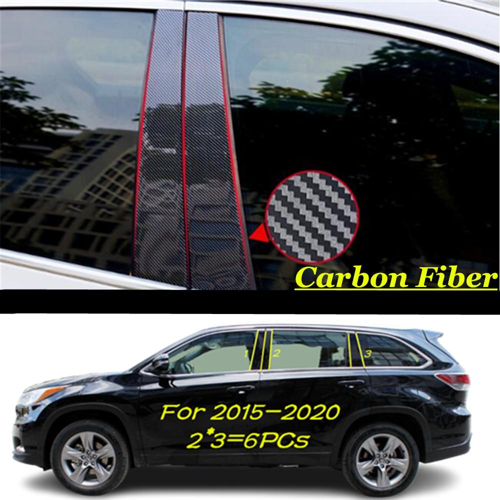 For Toyota Highlander Kluger 2008-2015-2018--2024 Car PC Material Pillar Post Cover Door Trim Window Molding Sticker Plate