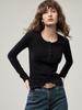2025 Herbst/Winter Damen Henley-Kragen Schlankmachendes Gestricktes Langarm-T-Shirt
