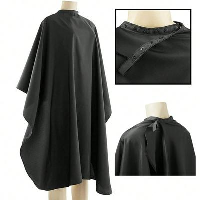 1pc Barber Cape Professional Large Hair Cutting Cape With Snap Closure, Unisex Adults Black Haircut Salon Cape Hairdresser Styling Cape