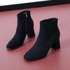 Fashion Heeled Ankle Boots for Women Autumn Winter Fleece-Lined Booties Trend 2025 Black Woman Short Shoes on Offer Large Size Warm Boot