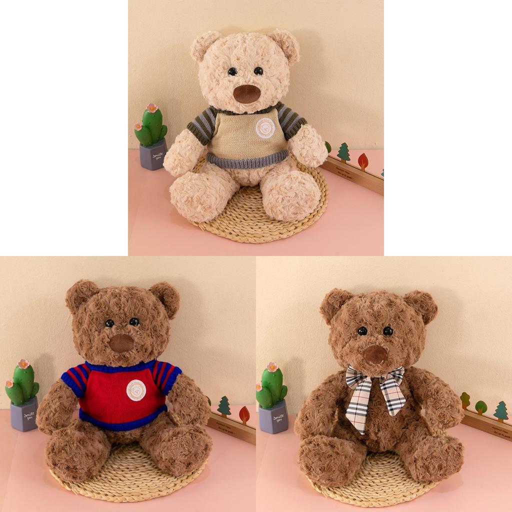 Adorable Sweater Teddy Bear Plush Toy With Bowtie For Kids And Baby Cuddly Doll