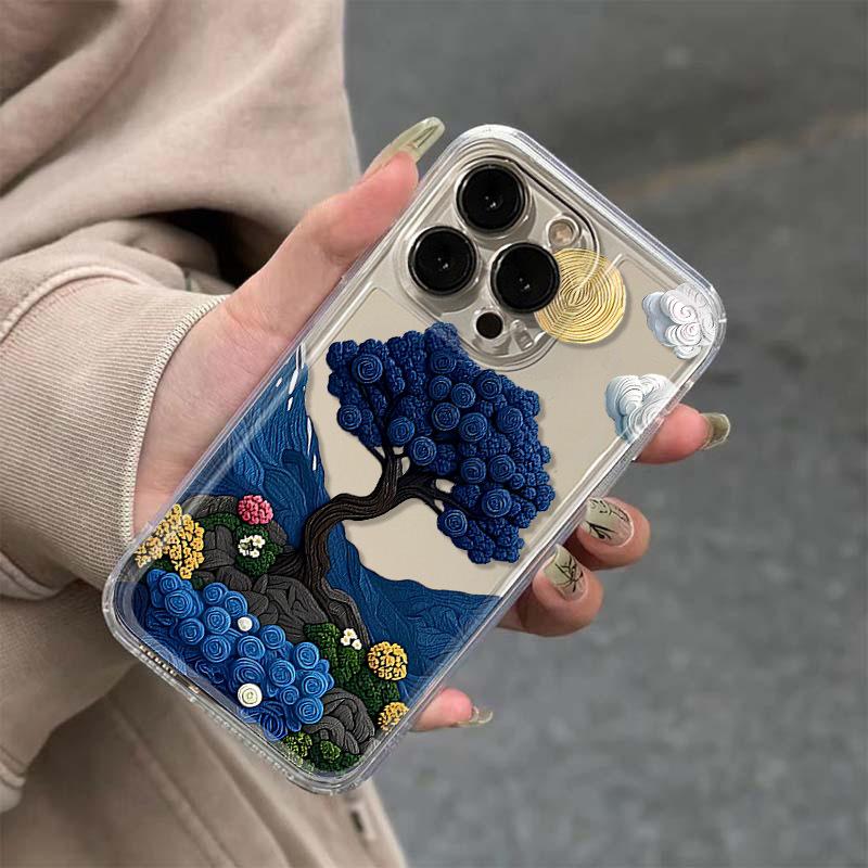 Ins Style Oil Painting Phone Case: Compatible with iPhone 11/12/16/17 Pro Max; Full Coverage, Drop-Proof, Soft XR Case