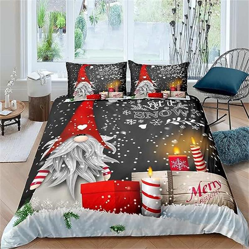 Christmas Duvet Cover Gold Reindeer Bedding Set Boys Girls Room Decor Blue Christmas Tree Comforter Cover Western New  Theme