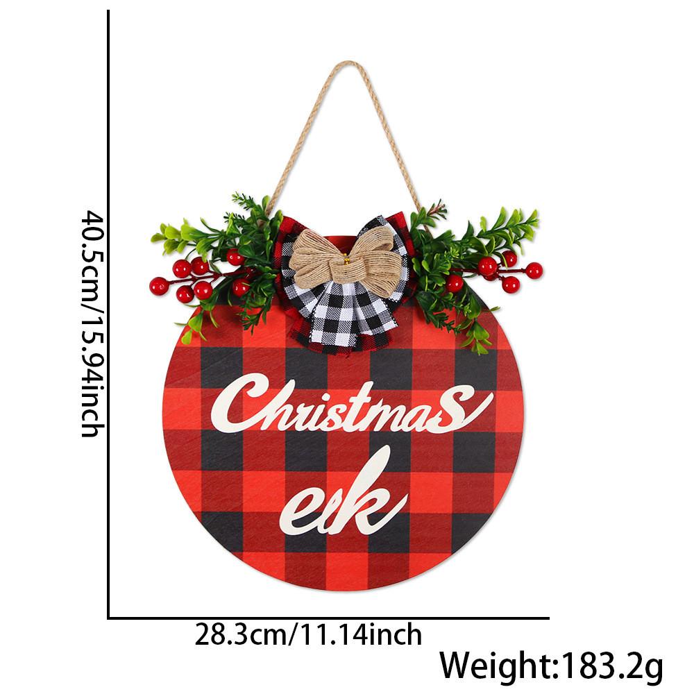 Joyful 28cm Wooden Christmas Door Plaque With Colorful Prints For Atmosphere Festive