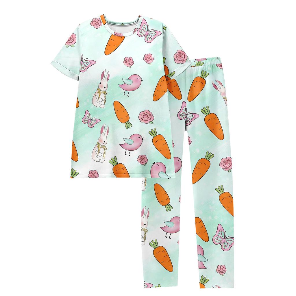 Women's Easter Bunny Print Short Sleeve Pajama Set