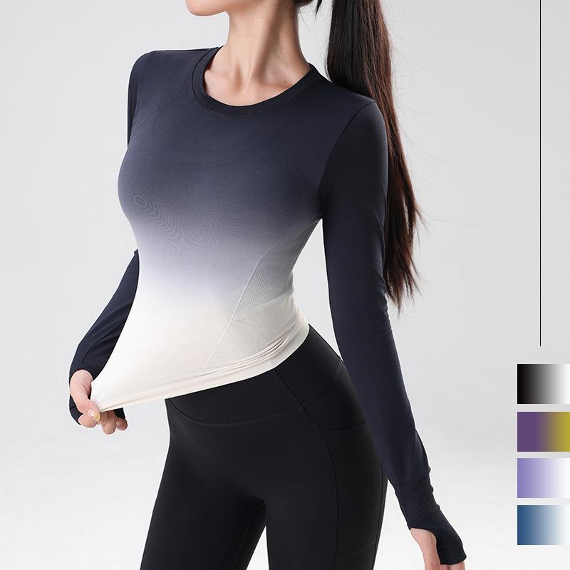 Women S Gradient Quick Dry Fitted Long Sleeve Yoga Top