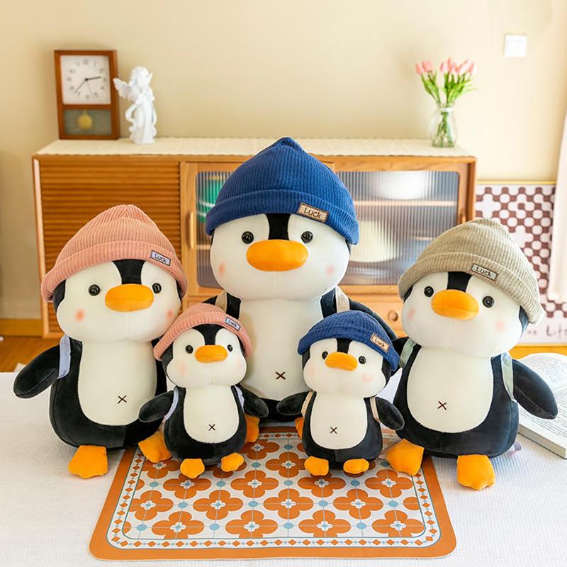 1 Piece Wearing Hat Penguin Comfort Sleep Companion Throw Pillow 23cm Backpack Little Penguin Doll Plush Toys Birthday Gift