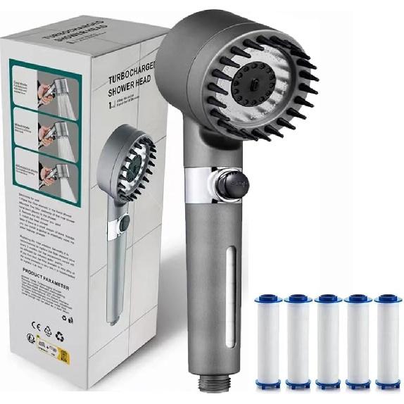 

Душевая головка drivse Ion Drops с фильтром Ручной турбо-душ Eskiin Фильтр с технологией Ion Drop для улучшения качества воды и спа-процедур (1 комплект) 1 pcs