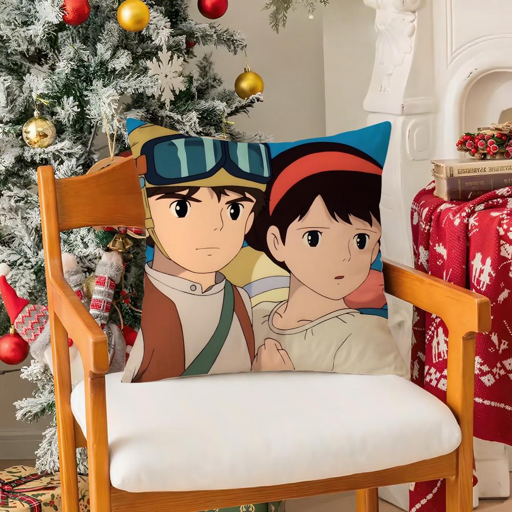 Anime L-Laputa C-Castle In The S-Sky Pillow Case Silky Elegant Comfort Sofa Bed Invisible Zipper