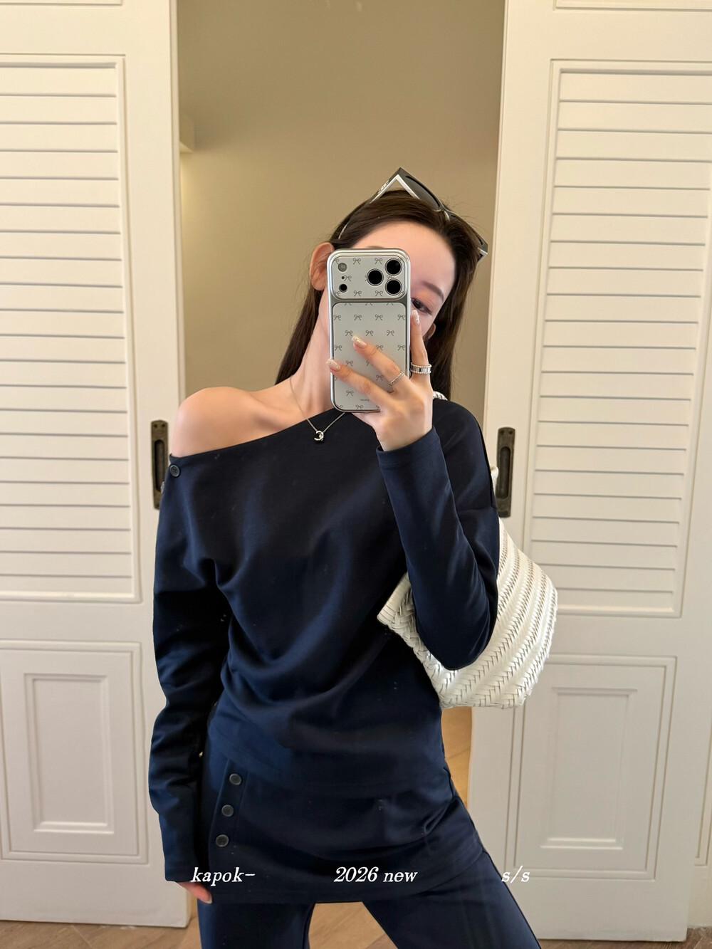 

Thirteen Rows One-Shoulder Versatile Top & High-Waisted Two-Piece Casual Pants Set 26902 Small темно-синий