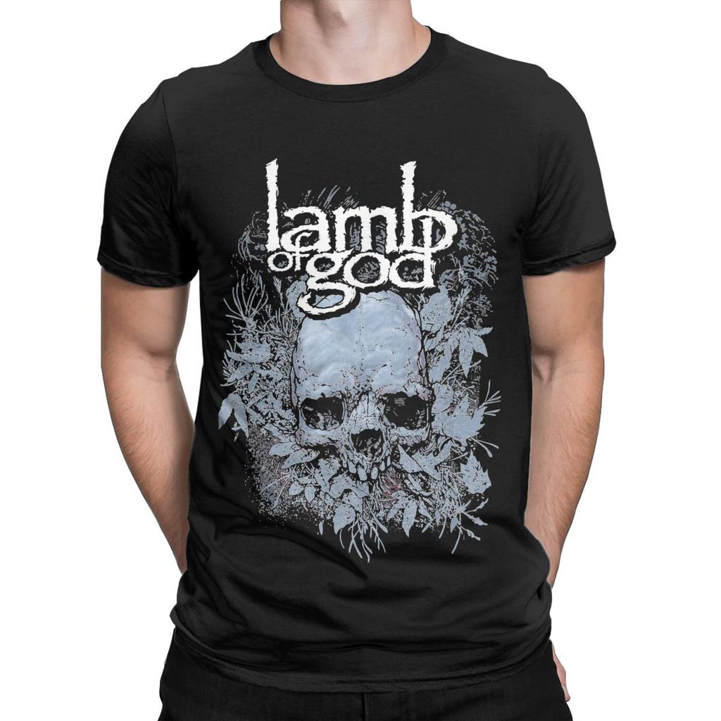 Lamb Of God Skull T-Shirts Men Crazy Cotton Tees Round Neck Short Sleeve T Shirt Birthday Present Clothes