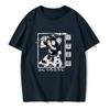 Men's Summer European Size Short Sleeved Anime Print Street Clothing Retro Washed T-shirt Men's Harajuku Pattern Print