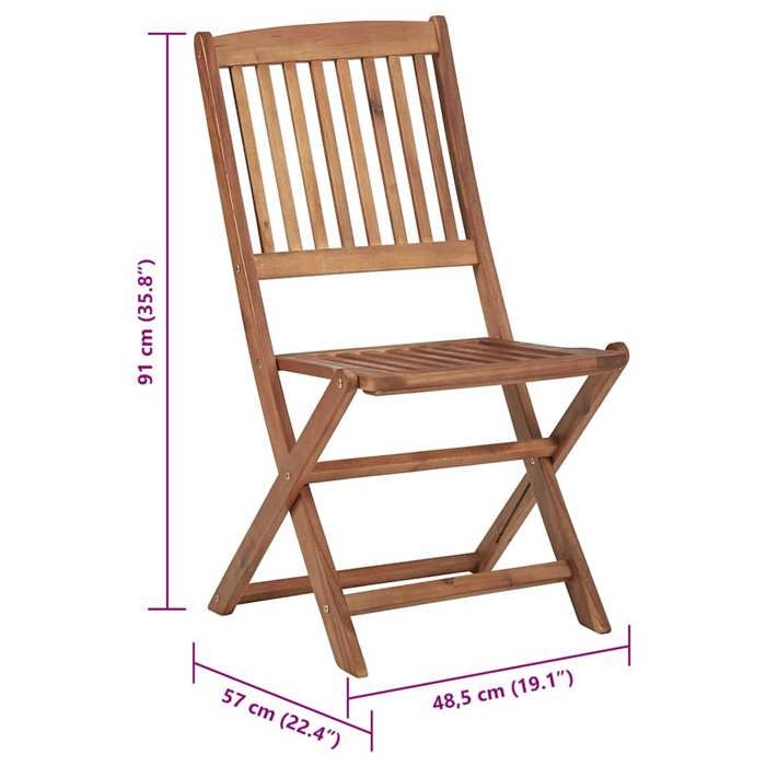 VidaXL Chaises pliables de jardin 2 pcs avec coussins Bois d'acacia