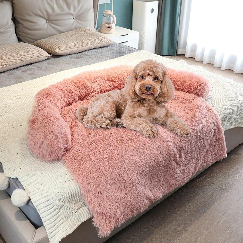 Large Round Comfortable Plush Kennel Plush Blanket Dual-use One Pet Kennel Dog Sofa Bed Pet Supplies Washable Soft Warm Nest Bed