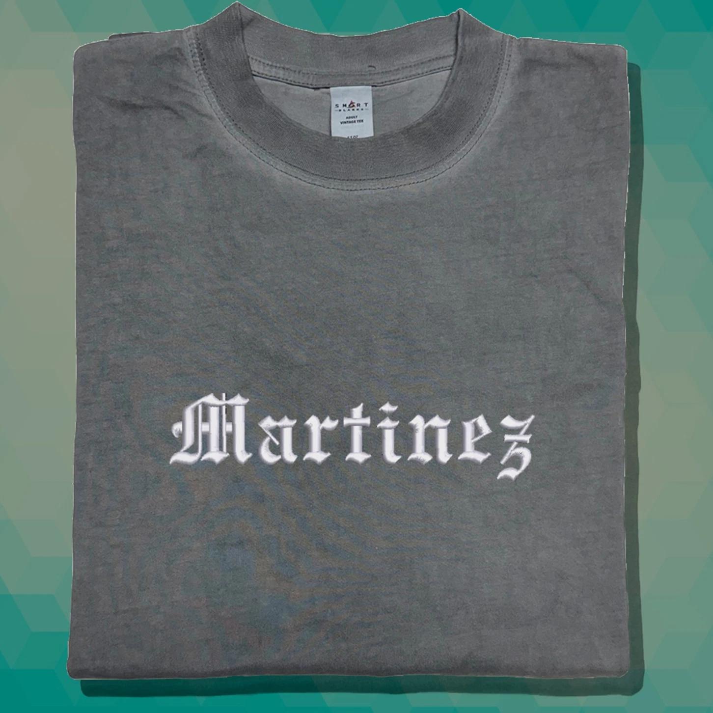 Custom Last Name Embroidered Text Old English Your name Brand Embroidered Tee 3XL