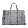 Fendi Logo Print Trimmed Tote Bag With Tassels Women Tote Bags Blue 8BH435-AUT4-F1SXQ
