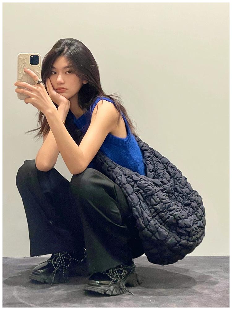 Květinová plisovaná kostkovaná vyšívaná taška na knedlíky - Velkokapacitní retro crossbody a ramenní taška