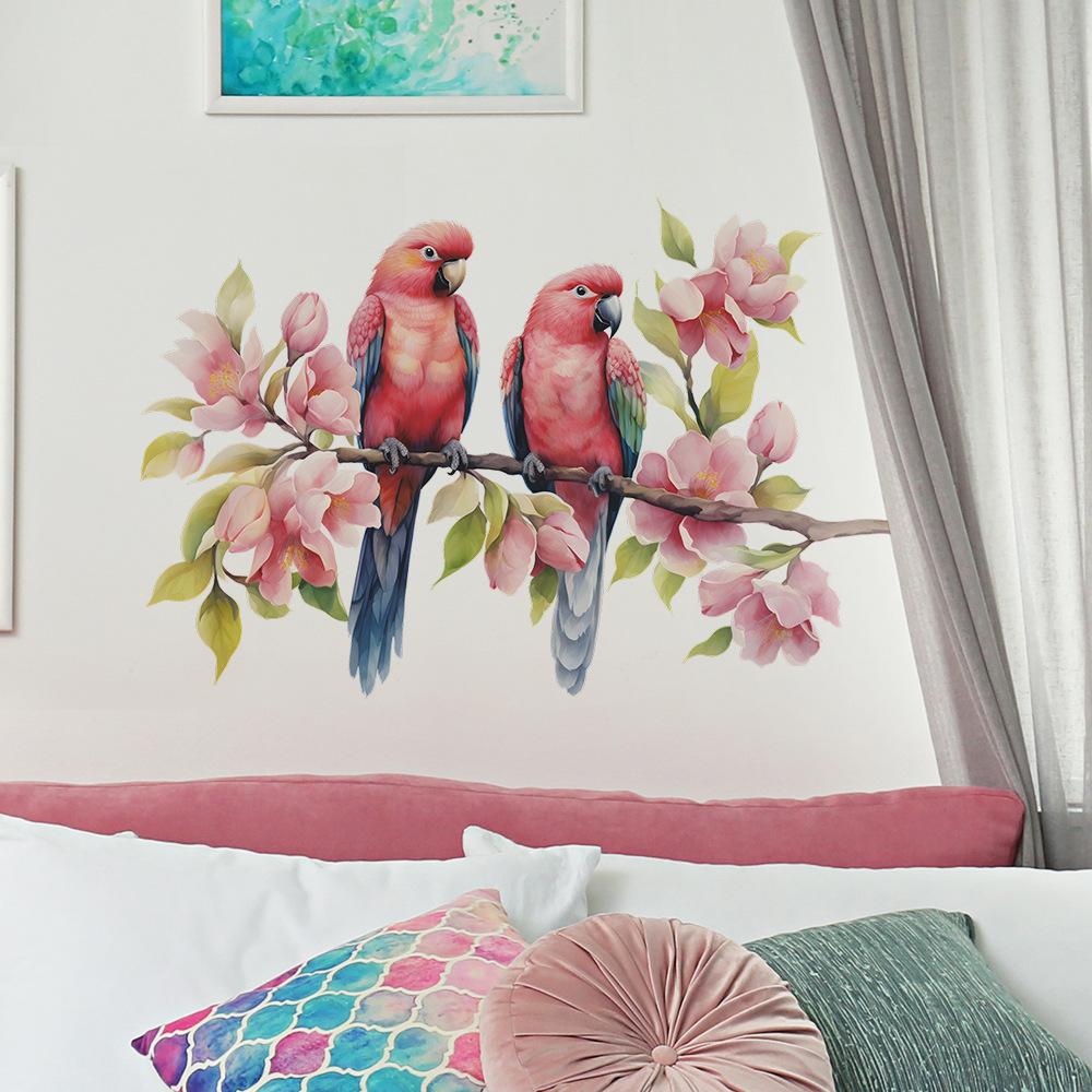 Cartoon Lovers Branch Bird Living Room Porch Home Decoration Wall Stickers Self-adhesive