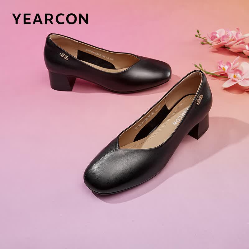 YEARCON Women s Leather Mid-Heel Flats 37