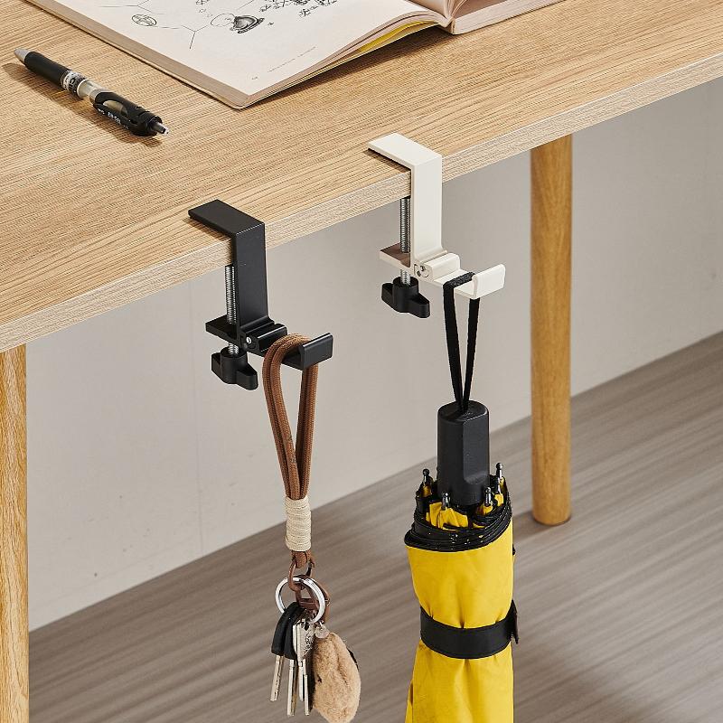 1Pcs Table Edge Double Hook Punch-Free Hanging Bag Hook Adjustable Desk Hanger Backpack Storage Hanging Hooks Holder
