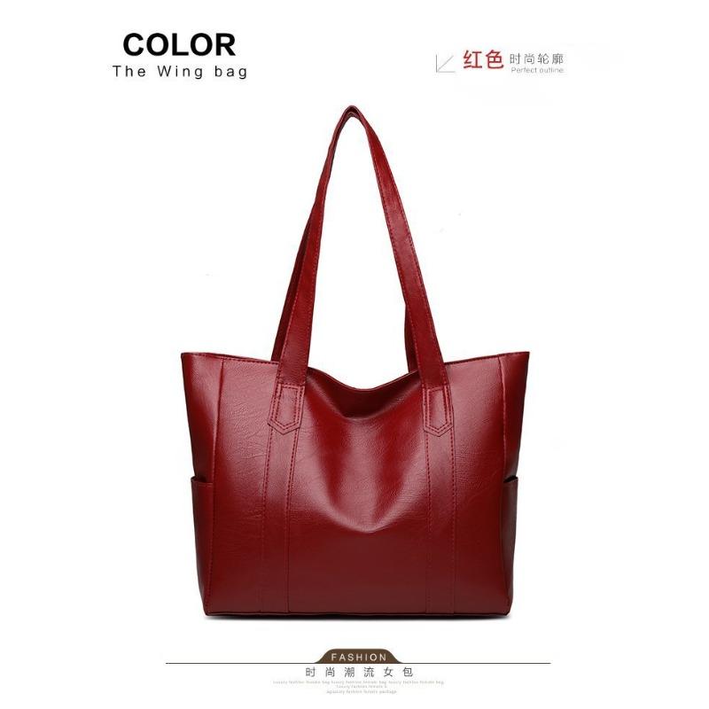 

Big bag women s 2 fashionable large-capacity women s bags atmospheric simple handbags soft leather texture tote women s bags красный