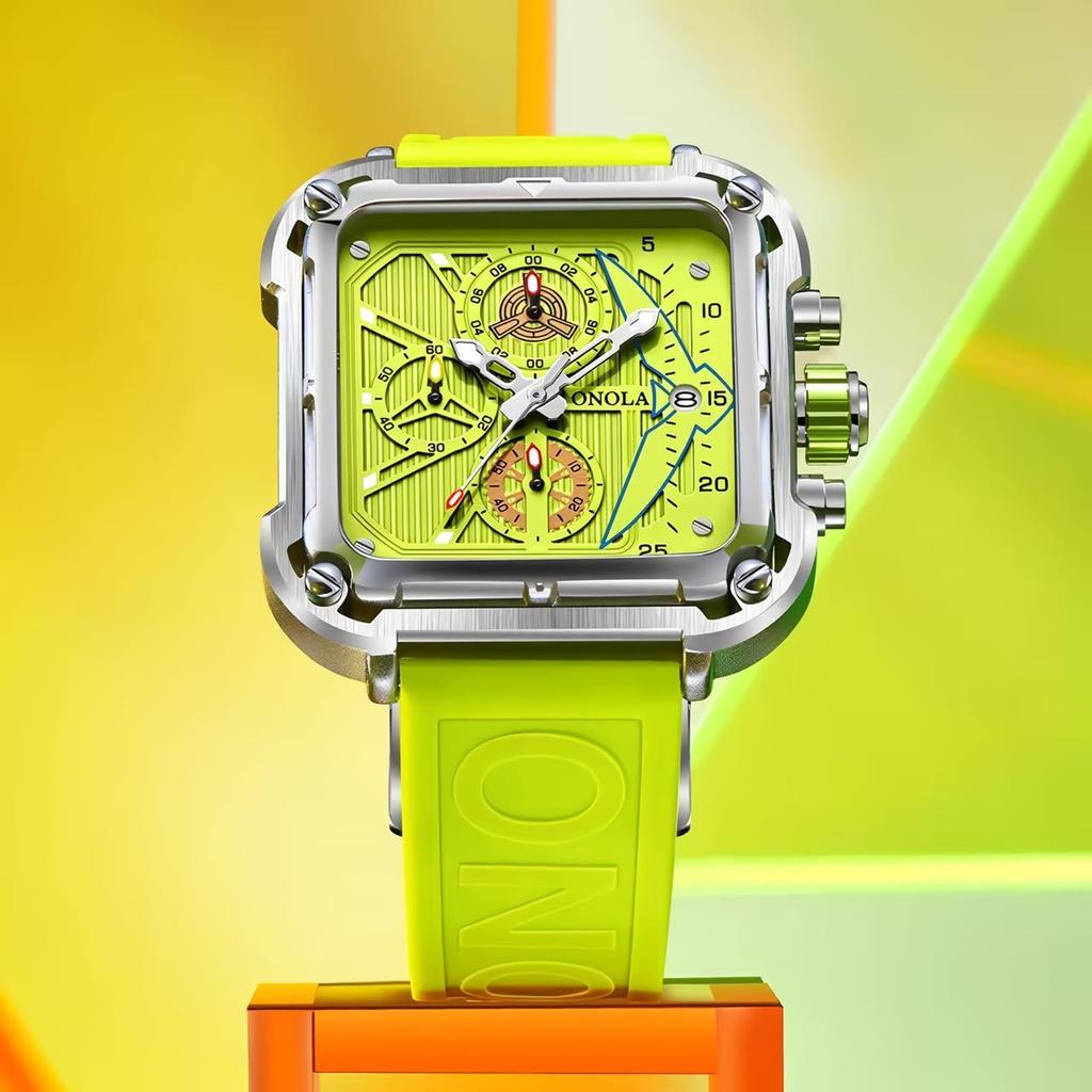 ONOLA Multifunctional Luxury Fashion Quartz Wristwatches for Men Silicone Strap Waterproof Luminous Chronograph Reloj Hombre