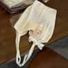 Yogodlns Solid Color Crochet Tote Handbag Summer Beach Scarf Decor Fashion Women's Mesh Woven Shoulder Bags Large Capacity Knitting Underarm Bag