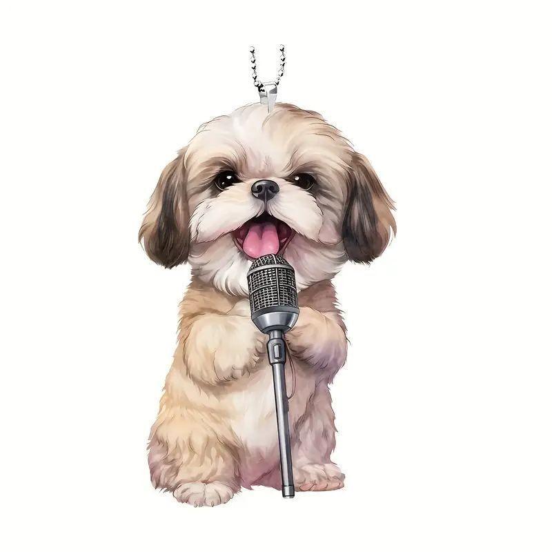 Delightful Acrylic 2d Cute Dog Car Decor Stylish Cartoon Design For Unique Interiors