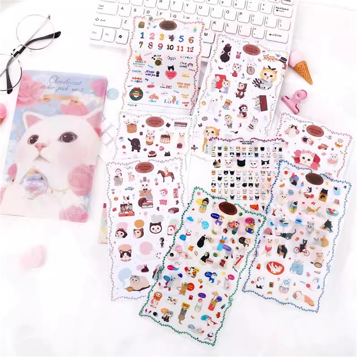 

8pcs/pack Creative Cartoon Cute Small Animal Cat Set Diary Notebook Companion Stickers Decoration Materials Kawaii Stickers Gift
