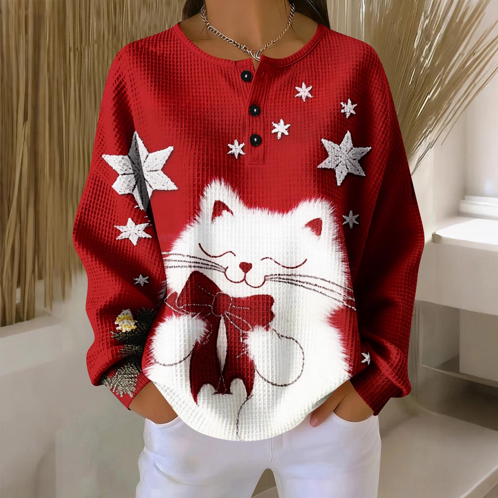 

Женские повседневные рубашки с длинным рукавом, топы на пуговицах с V-образным вырезом, свободный трикотаж, осенние фавориты для женщин XL арбуз красный