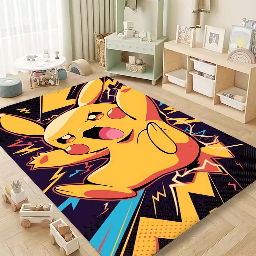 Pokémon Pikachu Print Non-Slip Home Decor Rug, Cute Cartoon Welcome Mat, Perfect Gift for Family and Friends.