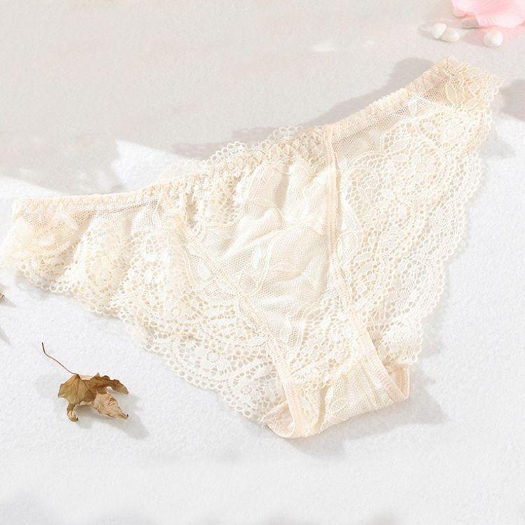 Wholesale Sexy Lace Ladies Panties Female Sexy Temptation Translucent Thin Panties Large Size Low Waist Briefs