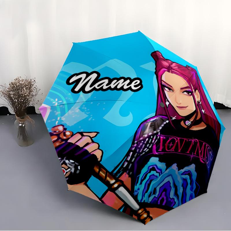 Parapluie Personnalisé Nom K-KPop Chasseurs de Démons Imprimé - Ouverture/Fermeture Automatique, Structure à Huit Côtes Durable, Parapluie Pliant Automatique