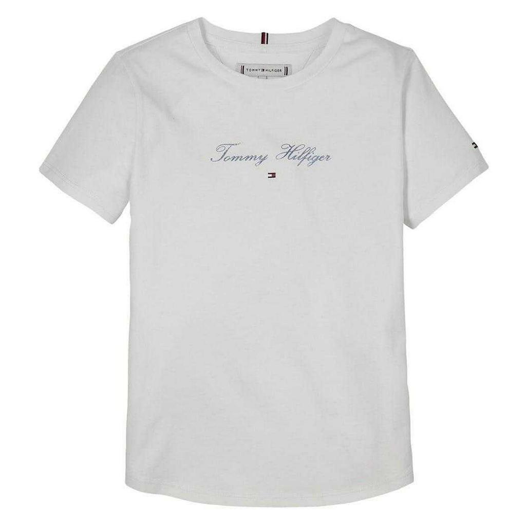 Tommy Hilfiger Girls Script Crew Neck Slim T-Shirt