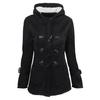 Winter Herbst Damen Große Größe Kapuzenjacke mit Hörnchenverschluss Baumwollgepolsterter Mantel