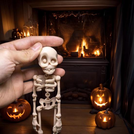 Poseable Skeleton Refrigerator Magnet Halloween Skeleton Figurine with Movable Joints Articulated Gothic Skeleton Magnetic Fridge Decoration Ornament