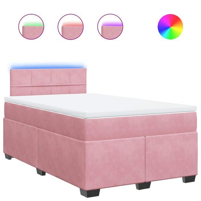 VidaXL Slat Bed Base with Mattress Pink 120x200 Cm Velvet, Bed, Platform Bed, Panel Bed, Furniture of 3288587