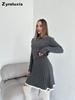 New Style Casual Dress Set Long Sleeve Knit Buttoned Sweater Short Skirt Two Piece Outfit for Women