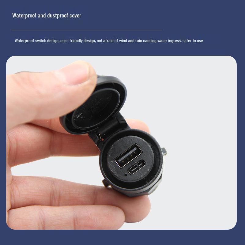 Electric Vehicle USB Charging Plug with Flip-Cover, 12V Round Socket Charger