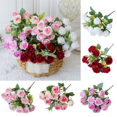 Artificial Rose Flower Branch with Stem Realistic Reusable Wedding Party Bridal Bouquet Floral Arrangement Faux Flower