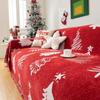 Red Festive Double-Sided Christmas Sofa Cover Towel for Holiday Home Decor