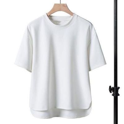 Men Top O Neck Loose Split Hem Solid Short Sleeves Irregular Color Thin Pullover Elastic Casual Pullover Daily
