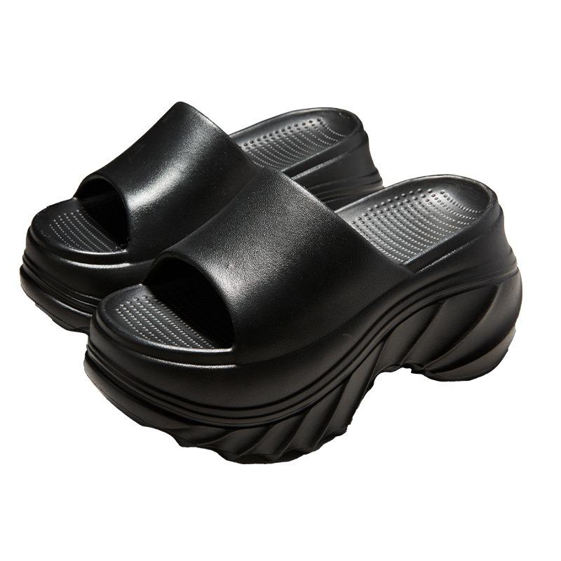 Thick-soled slippers women's summer height increase indoor home versatile outer wear non-slip muffin bottom cool slippers women