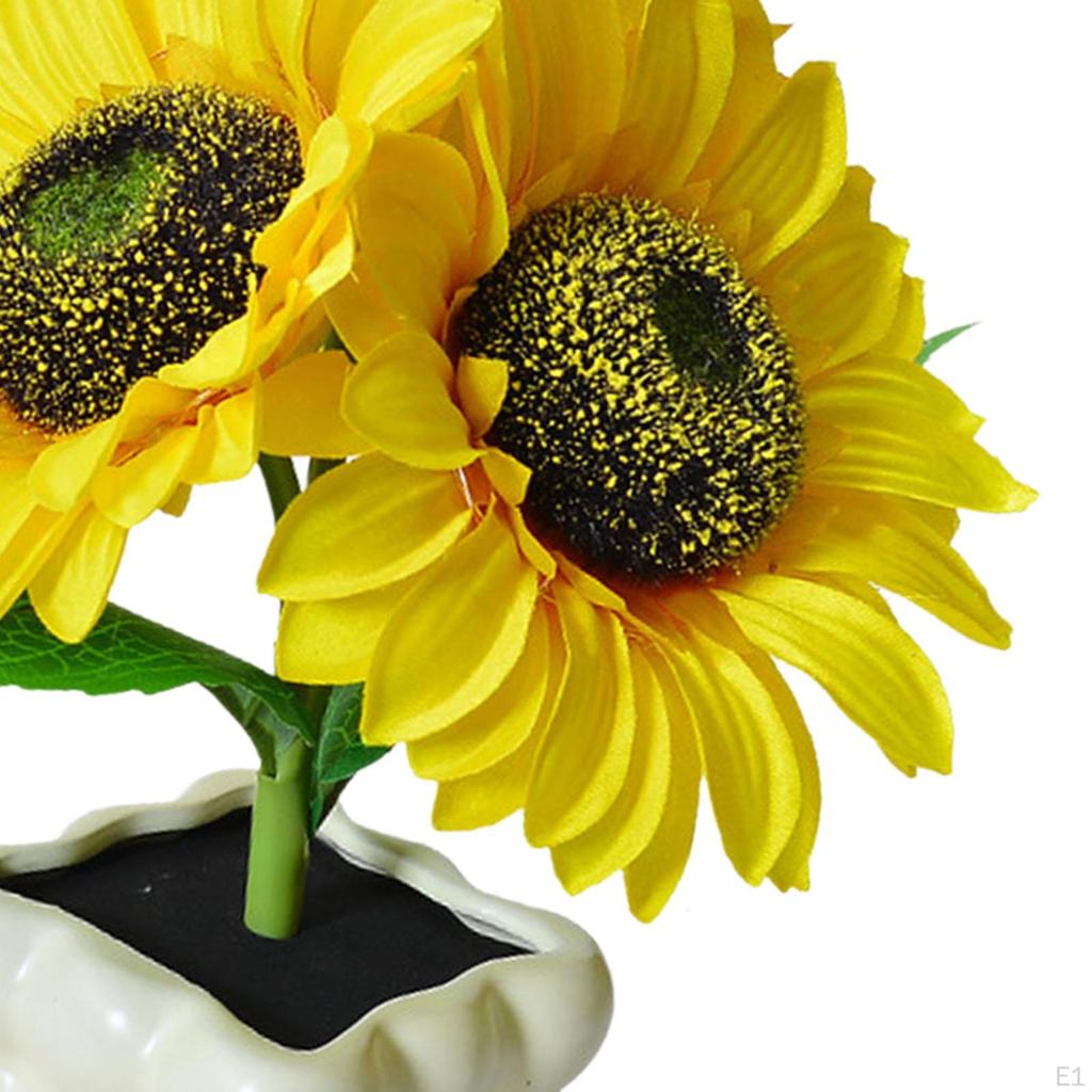 Sunflower LED Lamp Table with Ceramics Vase Modern Decorative Artificial Flower Light Night